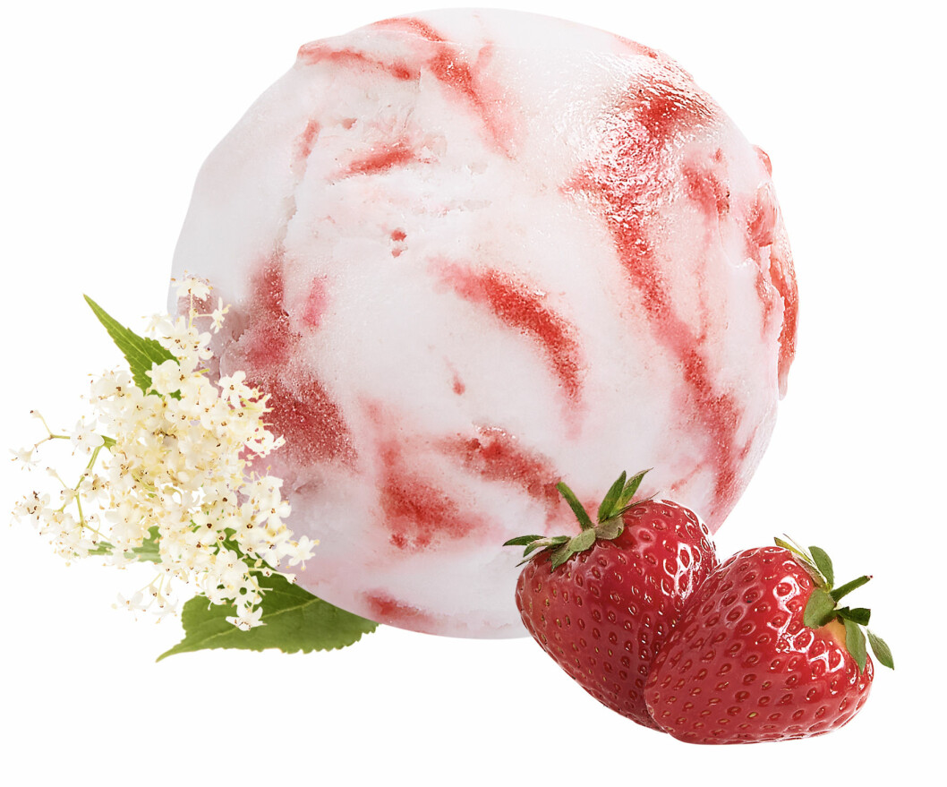 fläder och jordgubb sorbet