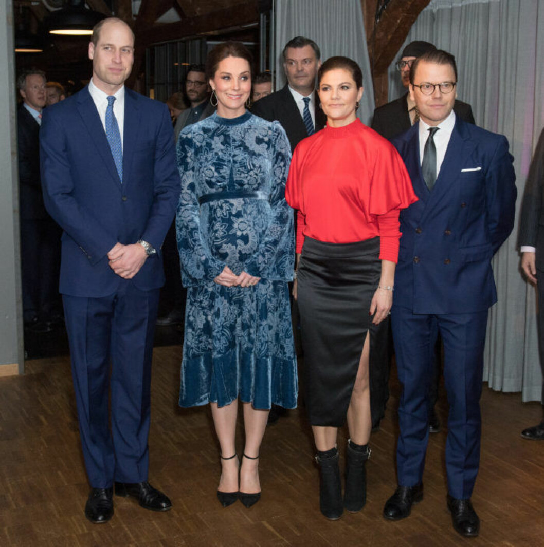 Duke and Duchess of Cambridge in Sweden, 30th – 31st January 2018. PICTURED: The Duke and Duchess of Cambridge and Crown Princess Victoria and Prince Daniel at a reception to celebrate Swedish Culture at the Fotografiska Galleries in Stockholm