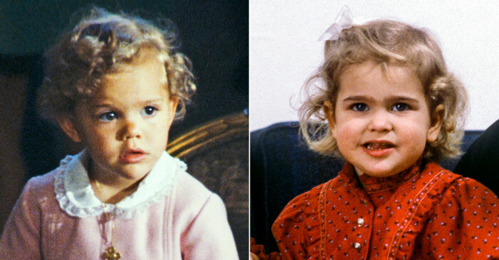 Kronprinsessan Victoria vid prins Carl Philips dop 1979. Prinsessan Madeleine vid julbaket 1984.