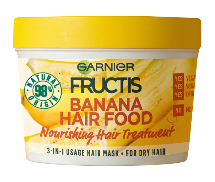 Hårinpackningen Fructis Banana Hair Food från Garnier.