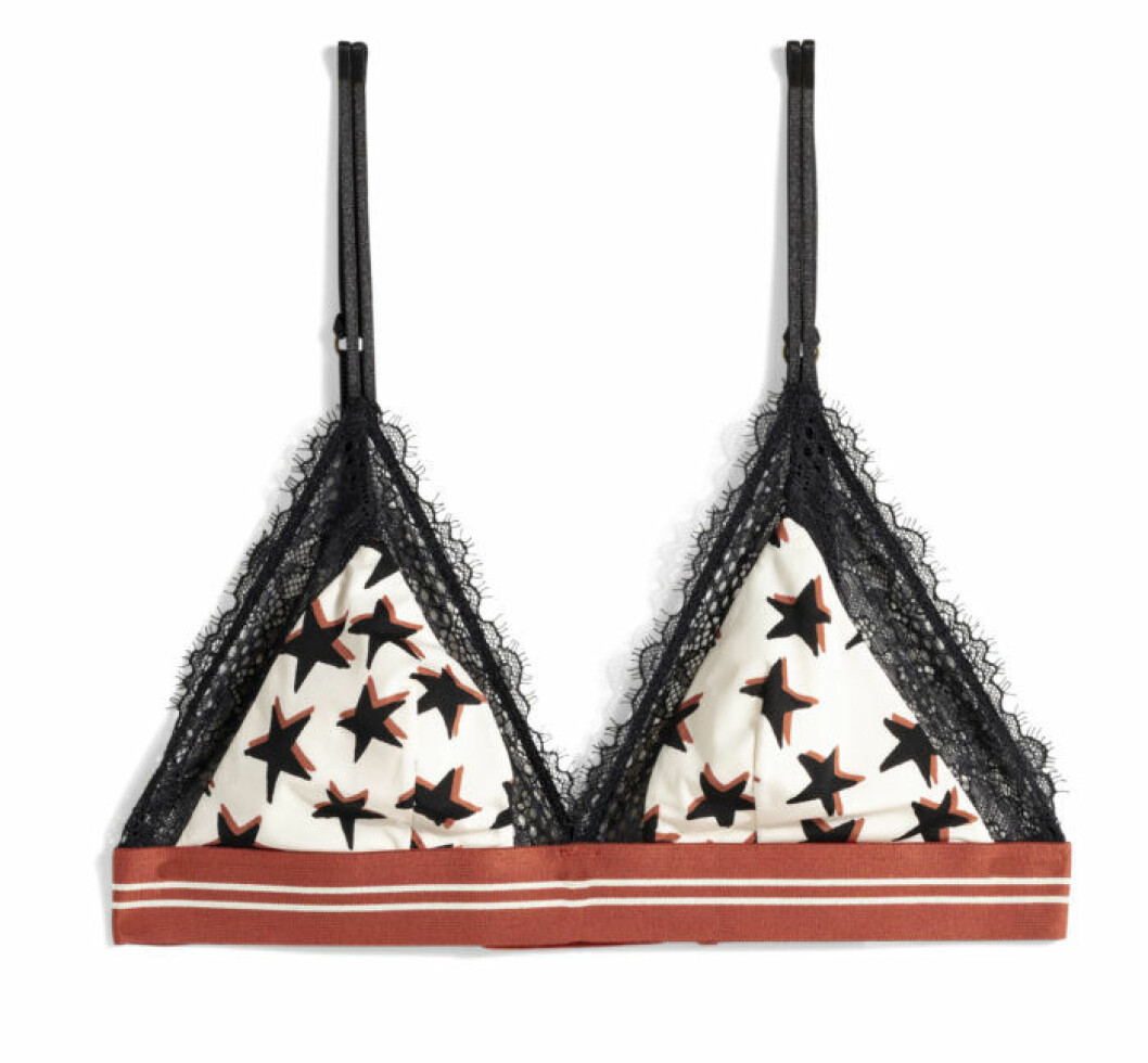 H&M x Love Stories bh med stjärnor på vit botten
