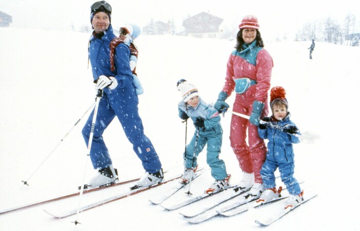 Kungafamiljen i skidbacken i Verbier 1983.