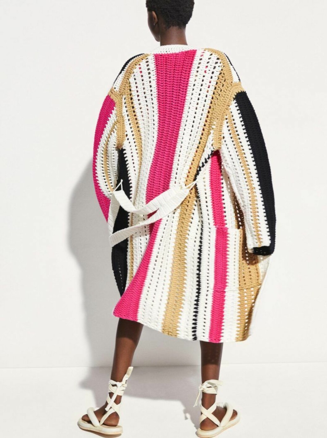 Virkad kofta i rosa, brunt och vitt H&M Studio SS20