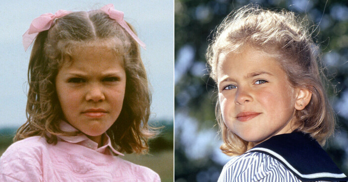 Kronprinsessan Victoria med rosa rosetter i håret. Prinsessan Madeleine 1990.