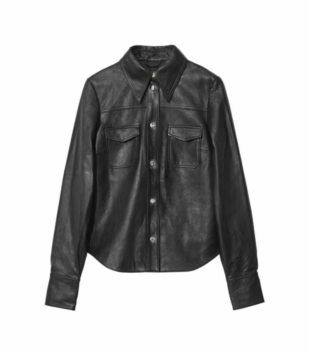 Svart skinnskjorta, 1 499 kr. skinnskjorta h&m studio aw18