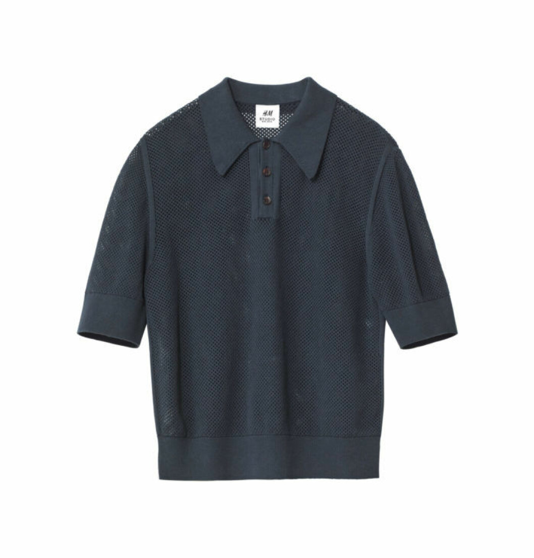 Blå pikétröja, 399 kr H&M Studio AW18 blå piketröja