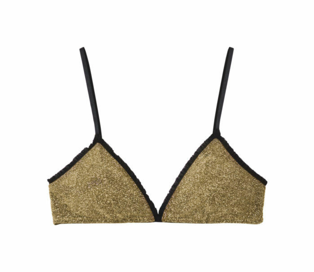 Guldglittrig trekantsbehå, 199 kr. H&M Studio AW18 guldbehå
