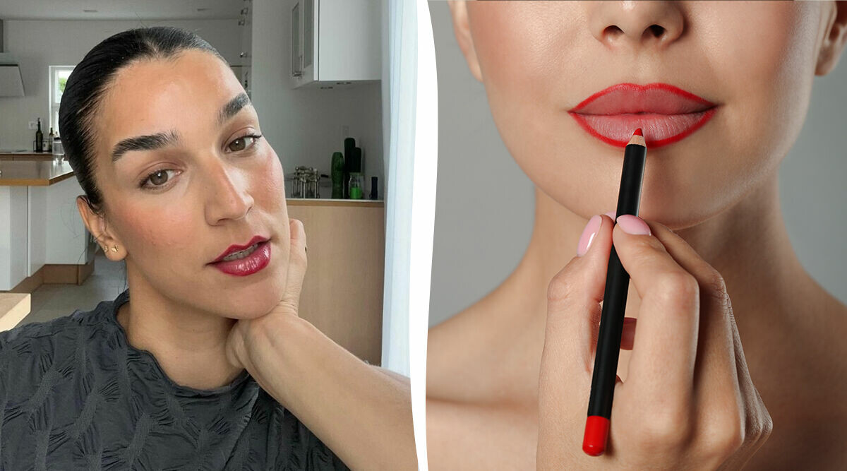 Så fixar du trendiga makeuplooken med läppstift och röd läppenna