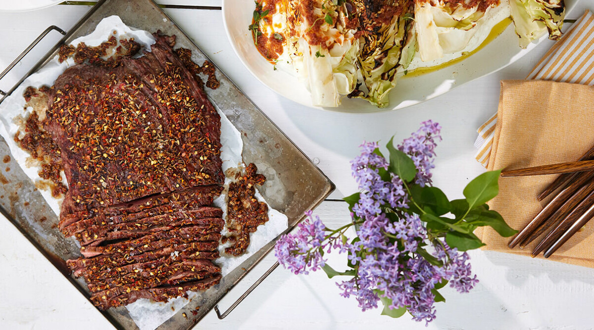Flankstek med rostad fänkål, chili och apelsin