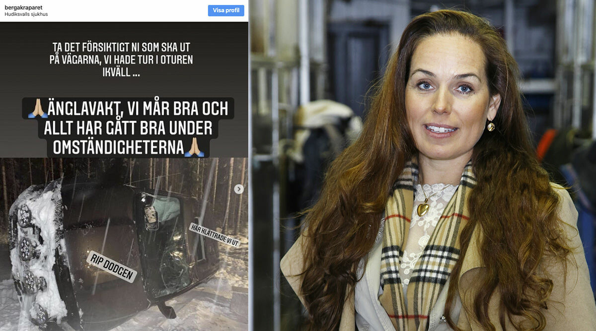 Sigrid Bergåkra akut till sjukhus efter olycka – voltade med bilen