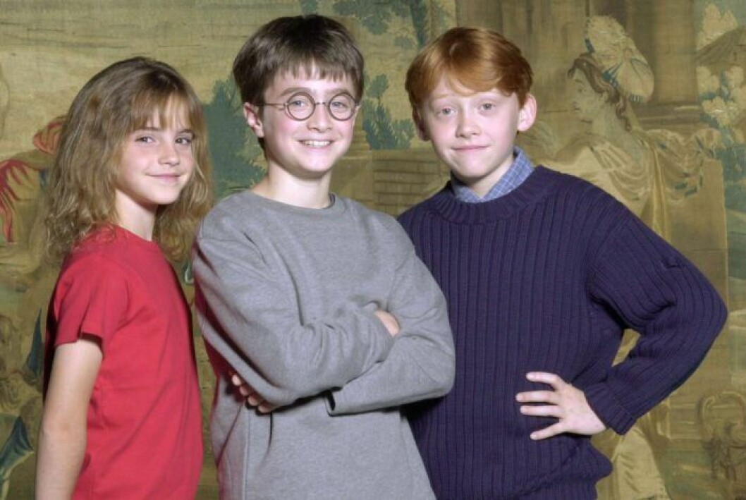 Kanske en av de första bilderna på Emma Watson, Daniel Radcliffe och Rupert Grint. Harry Potter Nostalgibild på Daniel Radcliffe, Emma Watson och Rupert Grint
