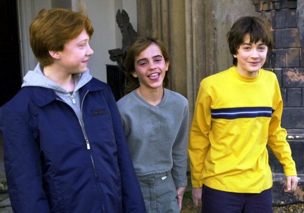 Skådisarna på premiären av ”Harry Potter och den flammande bägaren” år 2005. Rupert Grint, Emma Watson och Daniel Radcliffe från Harry Potter som barn