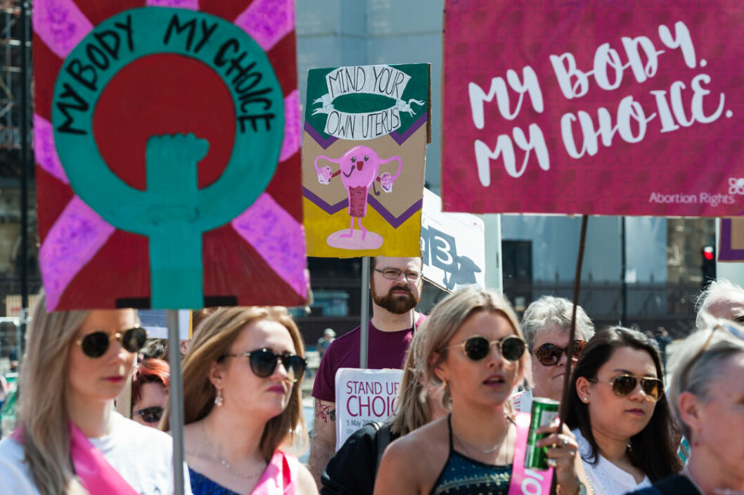 Protester mot abortlagen på Irland inför folkomröstningen 2018. Foto: IBL Protester mot den strikta abortlagen på Irland.