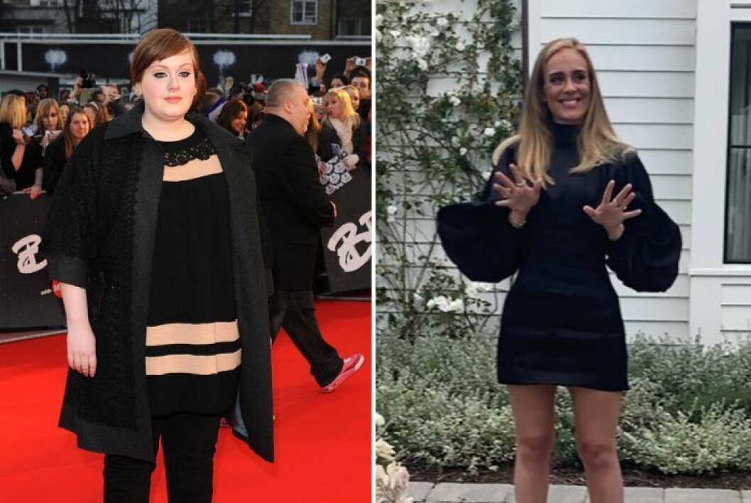 Adele 2008 och 2020. Foto: Getty, Instagram Adele viktnedgång