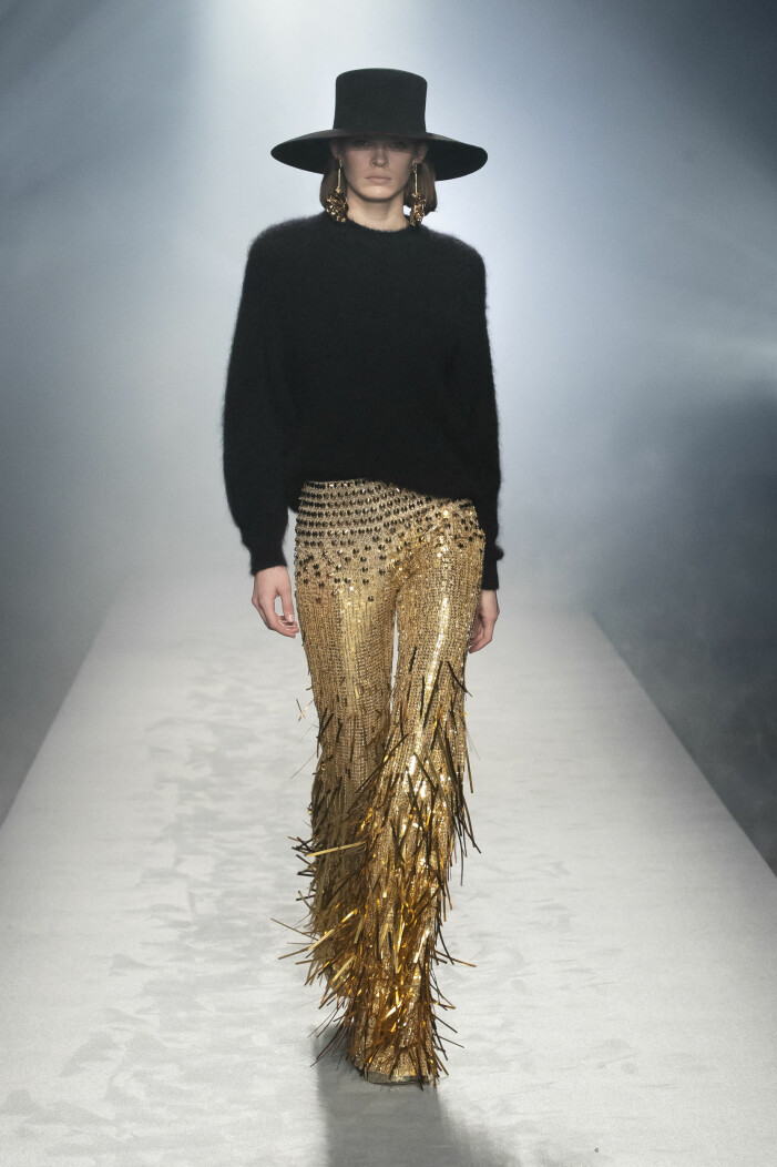 Guldiga paljettbyxor från Alberta Ferretti