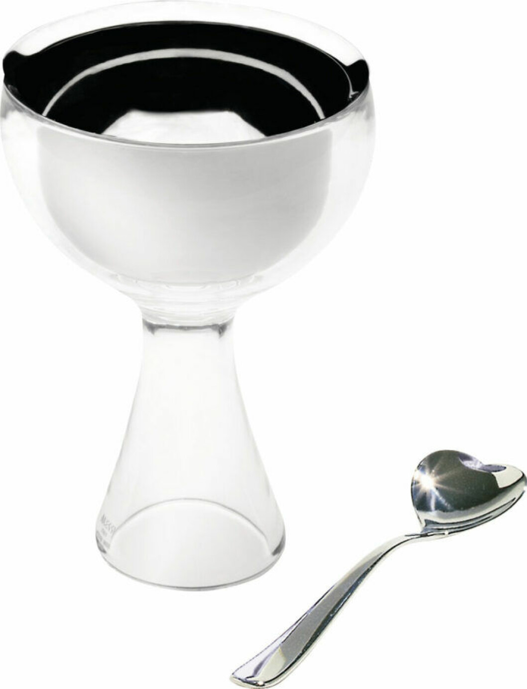 Glasskål och hjärtformad sked från Alessi.
