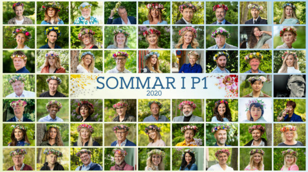 ett kollage med alla sommarpratare 2020, alla har blomsterkrans i håret