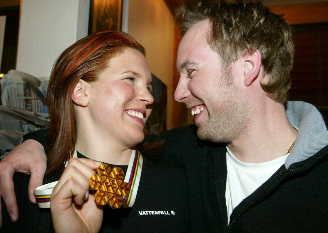 Anja Pärson och dåvarande pojkvännen Björn Persson 2003.