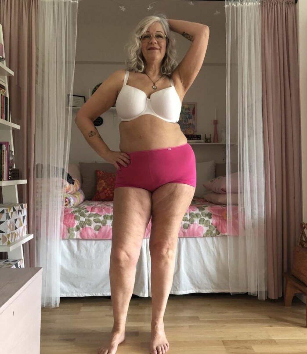 Anna Perlestam, 57, blev kroppspositivist, något hon fick hat för var att hennes ålder var opassande. Foto: Privat Kroppspositivisten Anna Perlestam