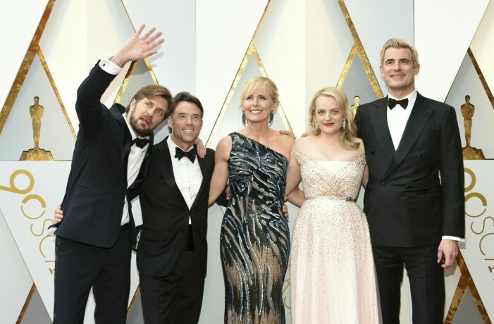 Annica Liljeblad, i mitten, slog igenom i Ruben Östlunds hyllade film The Square. Annica Liljeblad på Oscarsgalan 2018.