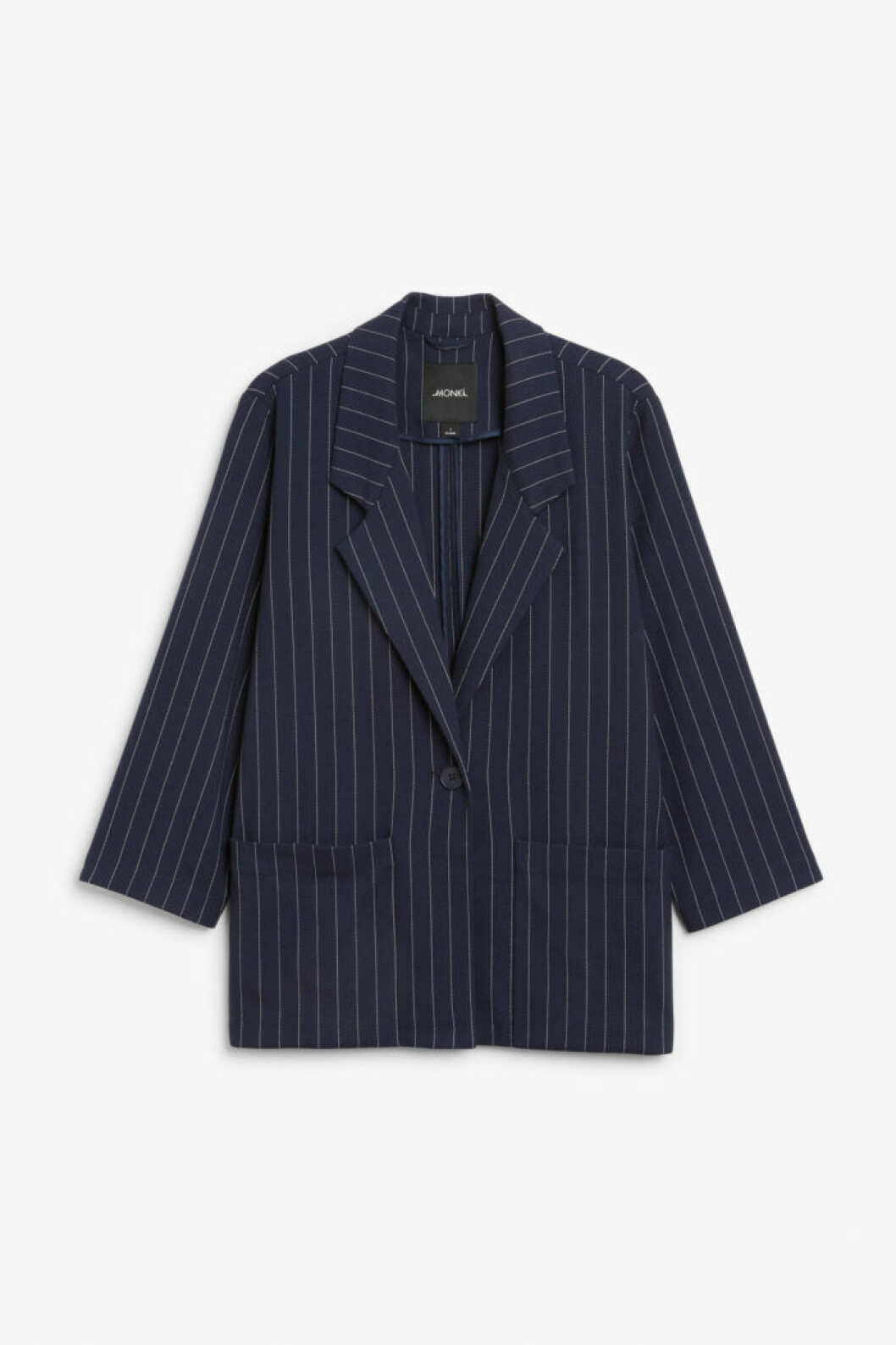 Kritstreckrandig over size kavaj från Monki