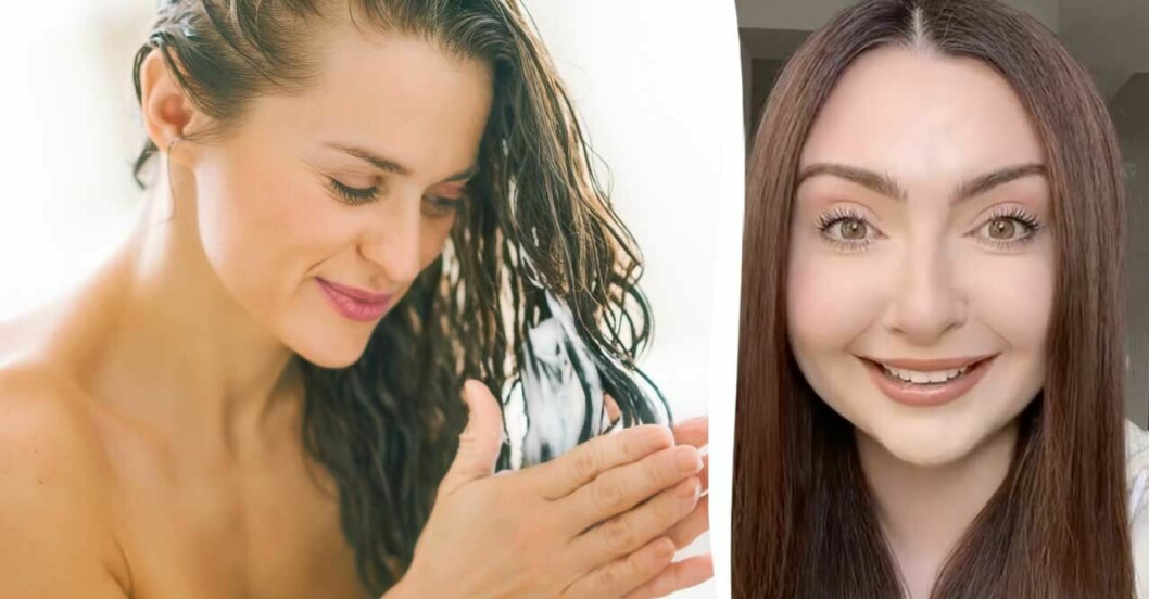 applicera hårbalsam balsam hårtvätt