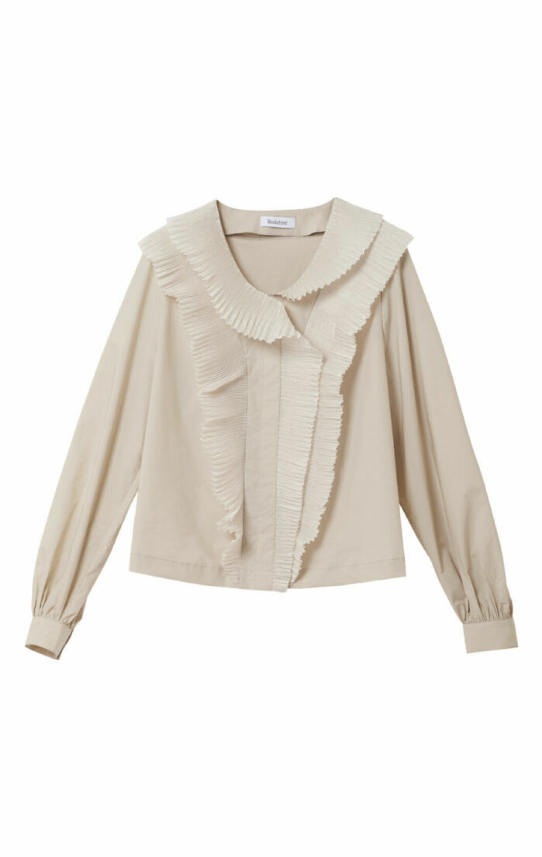 Beige blus med plisserad krage