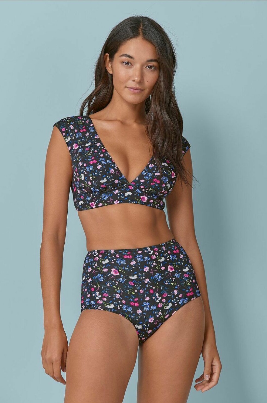 blommig bikini hög midja