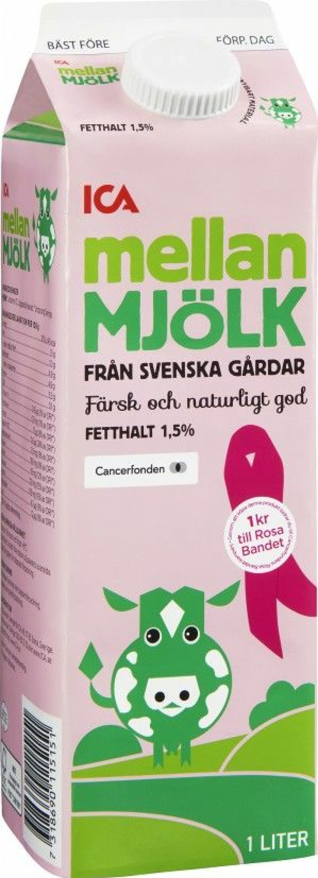 ICA Sverige ABICAMellanmjölk 1,5%1000 ml7318690115151Rosa Bandet