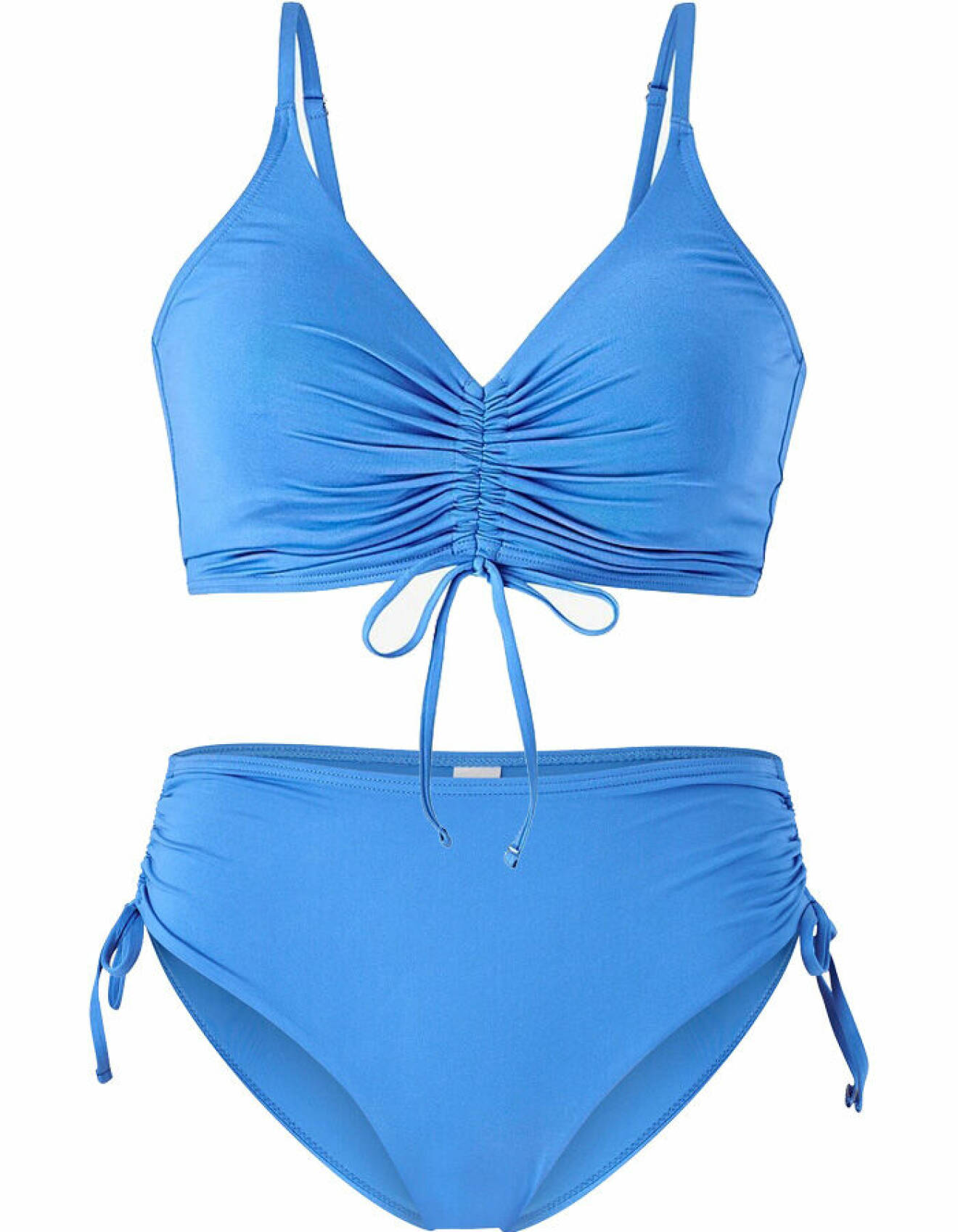 blå bikini med drapering för dam från ellos