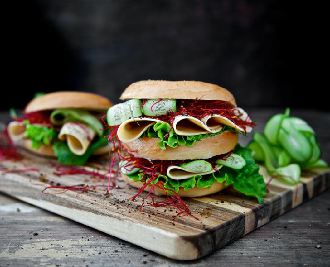 Bagel med veganska skivor, recept