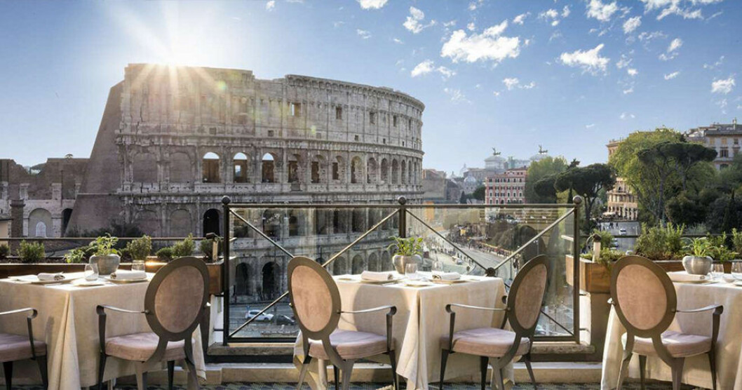 Utsikten från takterrassen. Foto: Palazzo Manfredi tips på bra hotell i rom nära colosseum