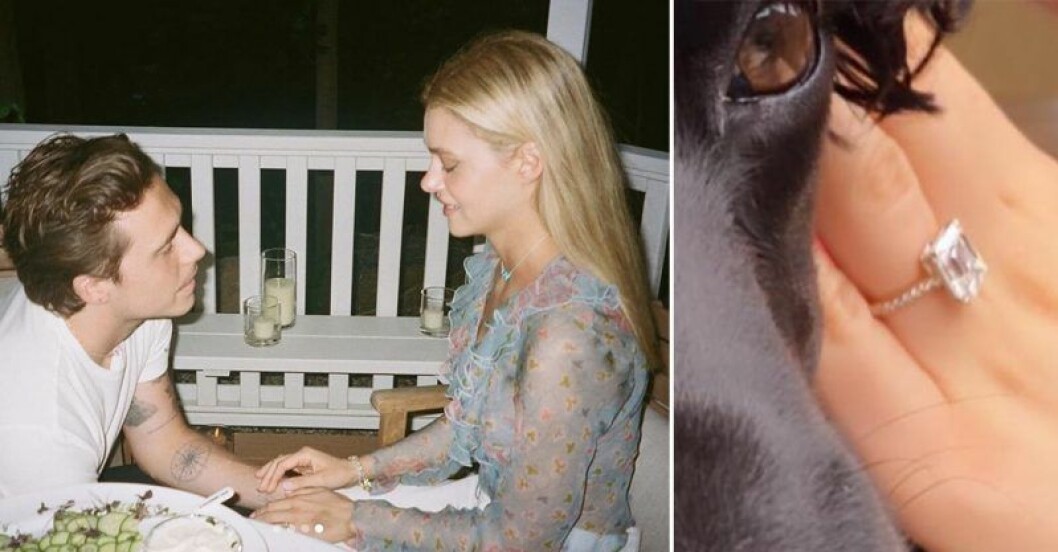 Under sommaren har Nicola delat bild på ögonblicket då Brooklyn friade och man har även fått se ringen skymta förbi i närbild. Brooklyn Beckham friar och ringen i närbild