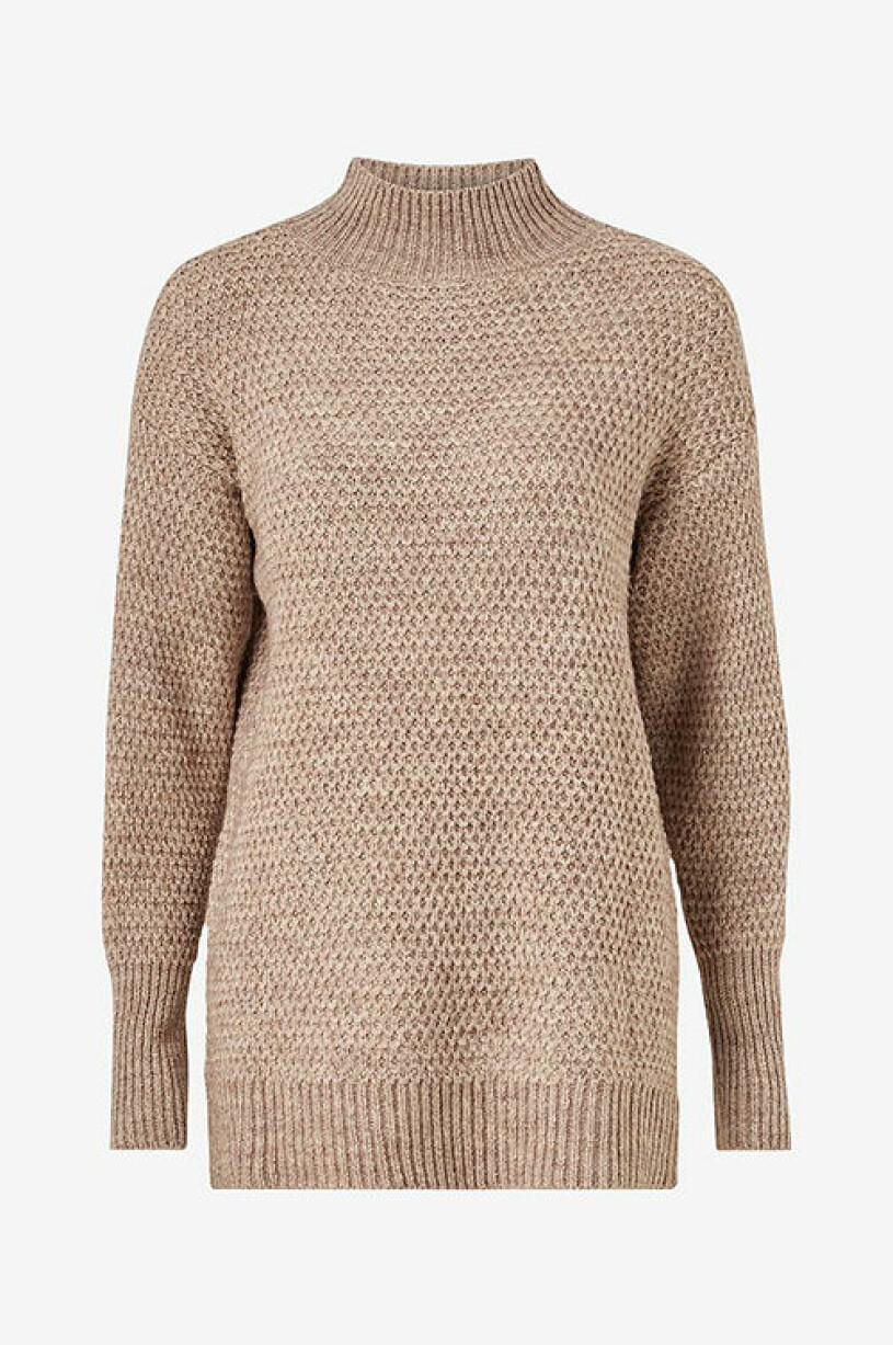 Beige stickad polotröja från Ellos Collection