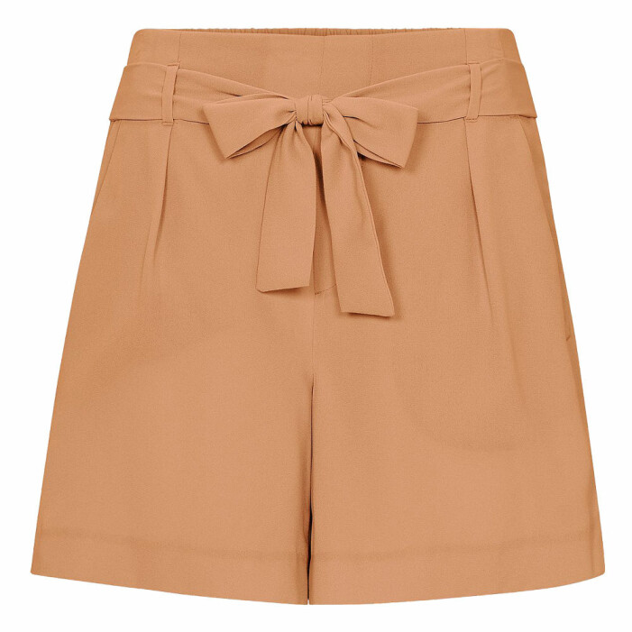beige shorts med knytning