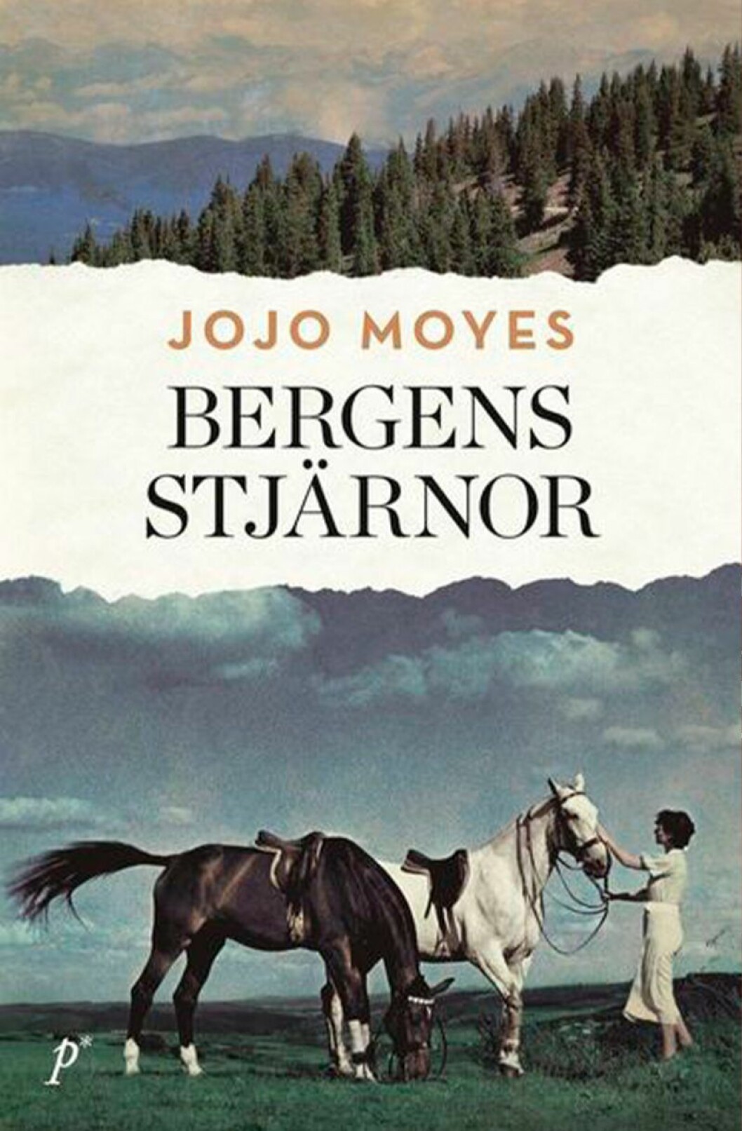 En klassisk berättelse om frihet, vänskap och kärlek. Bokomslag till Bergens stjärnor, en kvinna står vid två hästar.