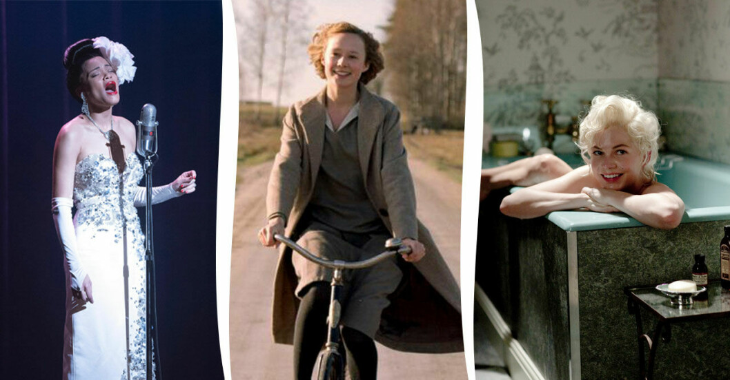 Andra Day som Billie Holiday, Alba August som Astrid Lindgren och Michelle Williams som Marilyn Monroe.