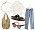 Kollage med Birkenstock-sandaler och plagg som tillsammans utgör en outfit. Plaggen och accessoarerna är mer utförligt beskrivna nedan.
