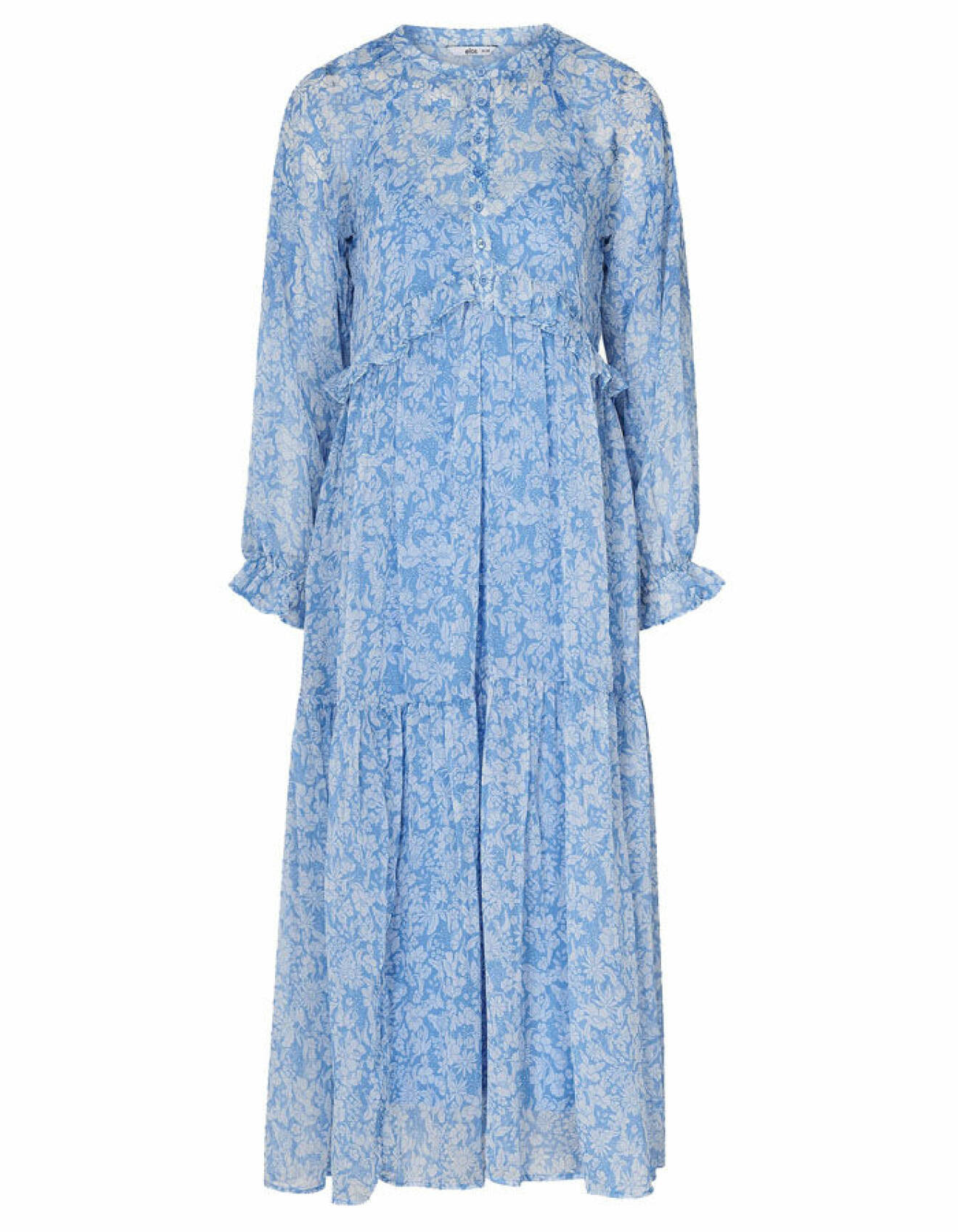 blå blommig maxiklänning för dam från Ellos Collection 2022