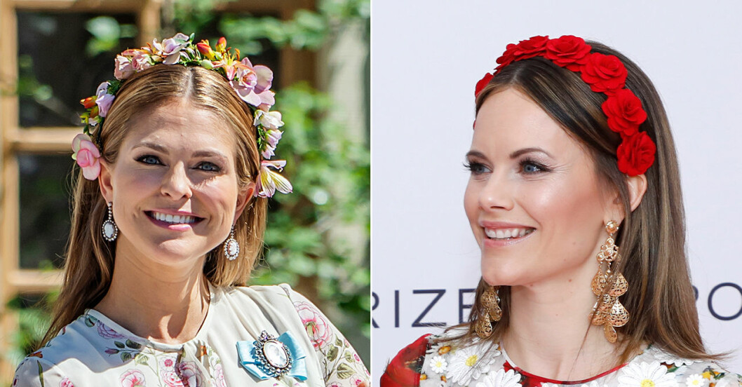 Madeleine och Sofia blommor i håret