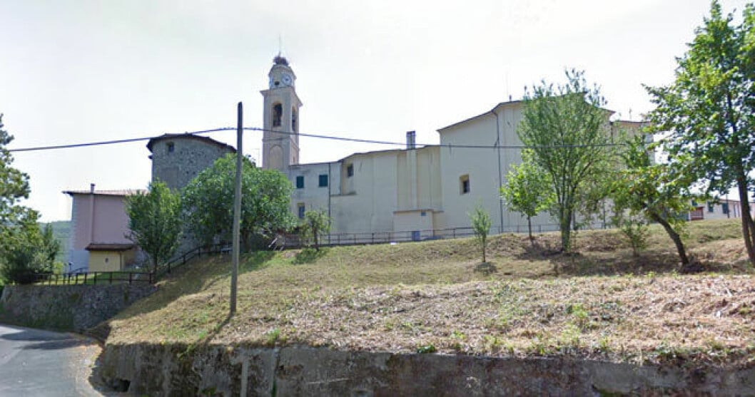 Kyrkan San Giorgio i Bormido. Foto: Google Earth