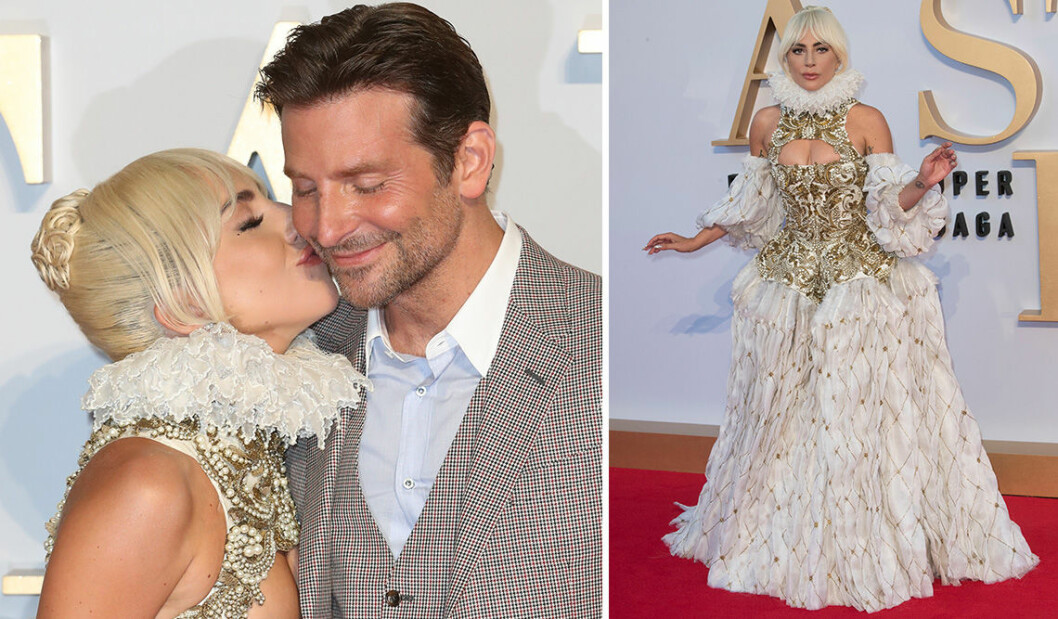 Bradley Cooper och Lady Gaga på röda mattan inför premiären av filmen ”A Star Is Born”. Foto: IBL Bradley Cooper och Lady Gaga på röda mattan inför premiären av filmen