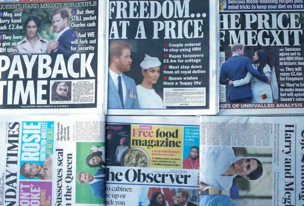 Brittiska tidningar under söndagen. Brittiska tidningar
