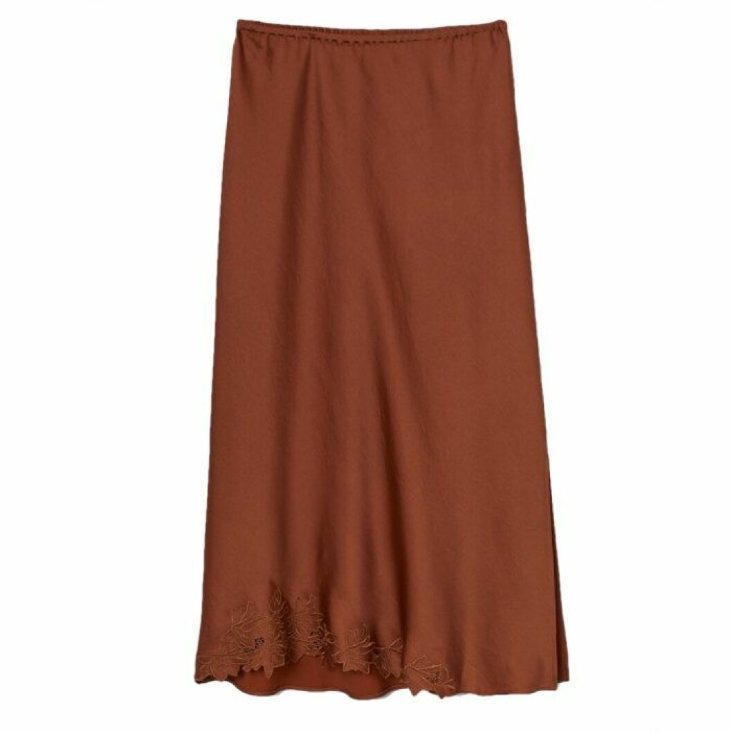 Brun satinkjol från h&M