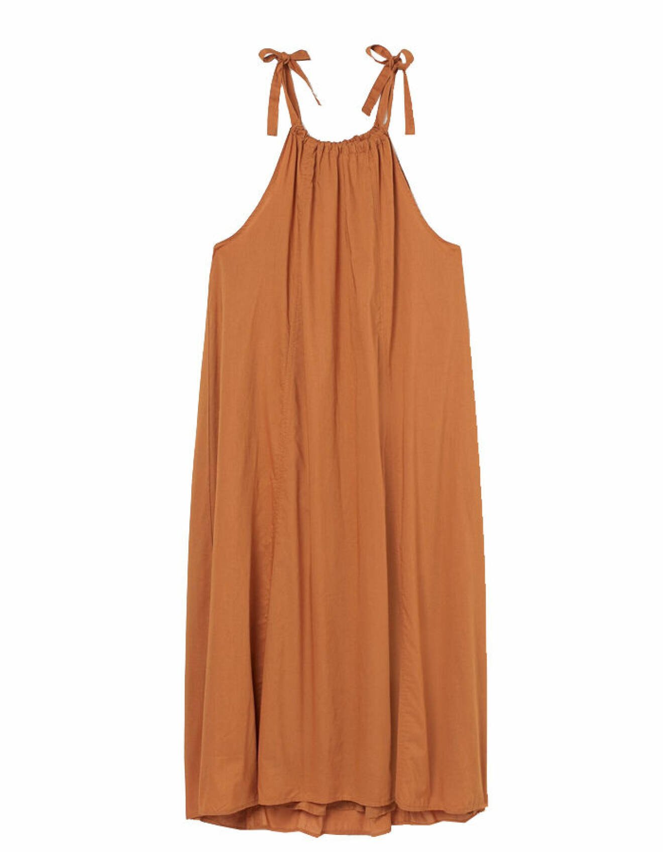 brun solklänning med knytning från H&amp;M