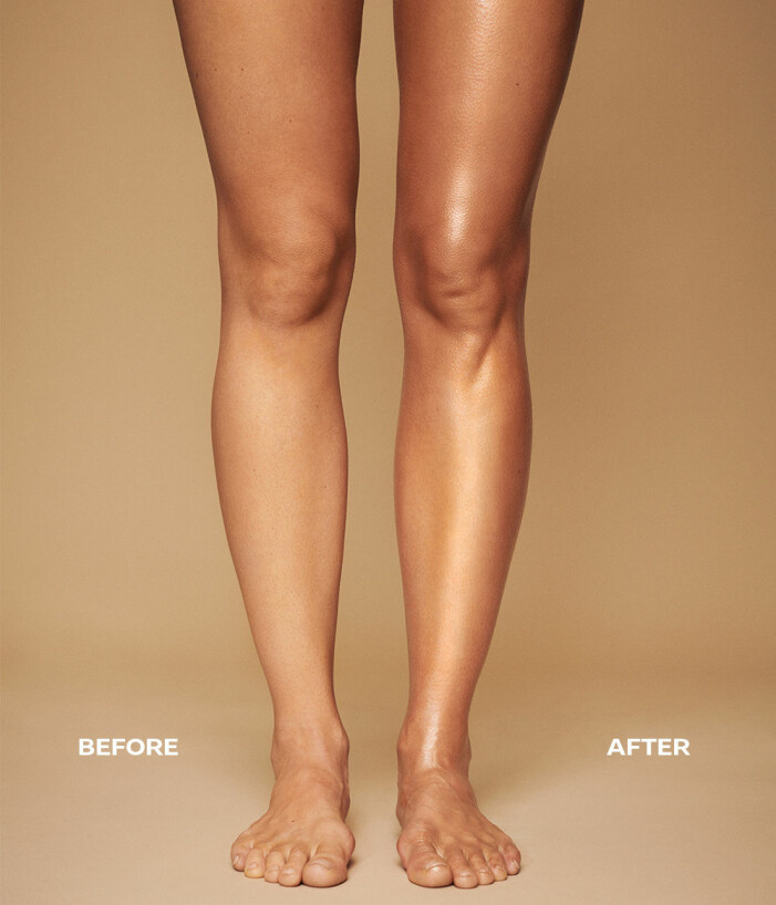 med och utan all over body glow