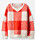 Röd och vit stickad tröja med rutmönster. Vissa rutor är röd- och vitrandiga. V-ringad i halsen och oversizad. Stickad tröja från Carin Wester.