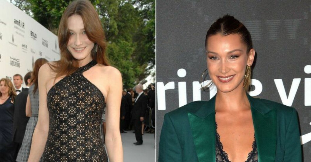 Carla Bruni och Bella Hadid.