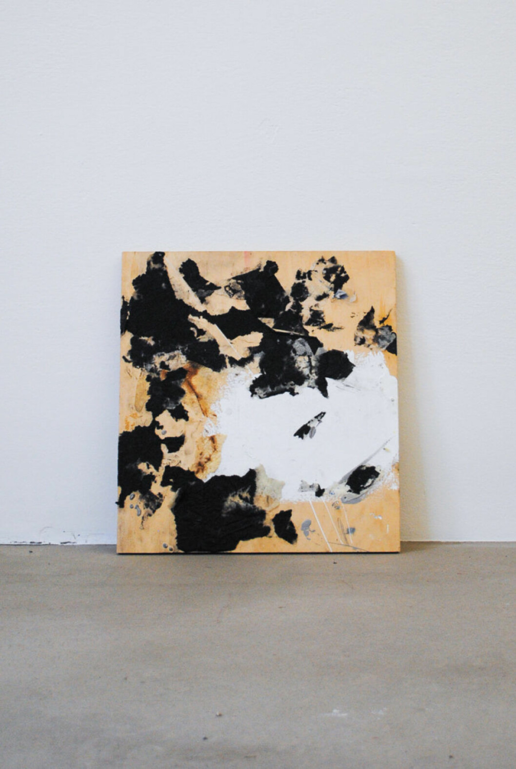 Paper collage on wood, Camilla Björk.