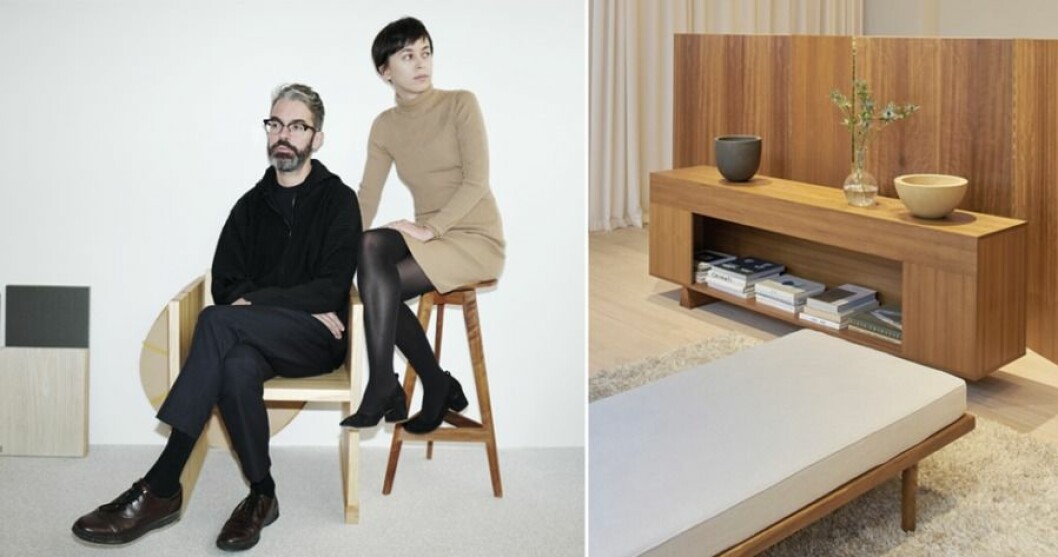 Christian och Ruxandra Halleröd i Totêmes showroom.